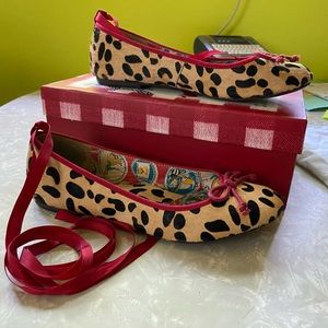 Miss L-Fire Bella ballerina flats in leopard ponyhair, size 39